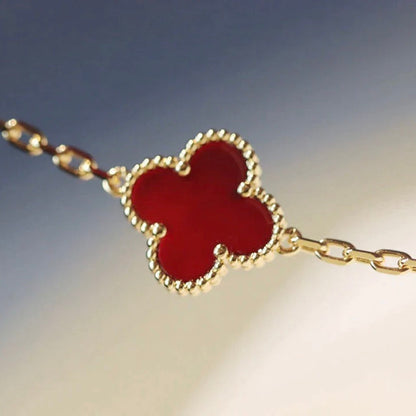 [Elite]CLOVER 20 MOTIFS CARNELIAN NECKLACE