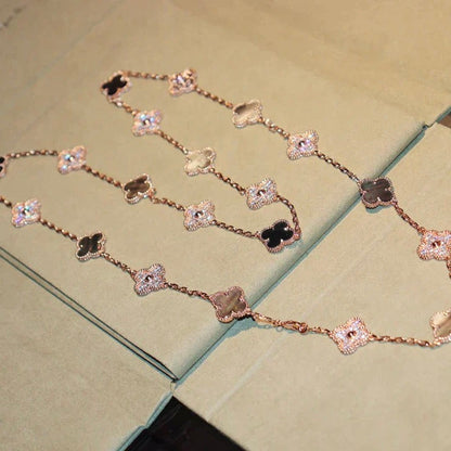 [Elite]CLOVER 20 MOTIFS DARK MOP DIAMOND  NECKLACE
