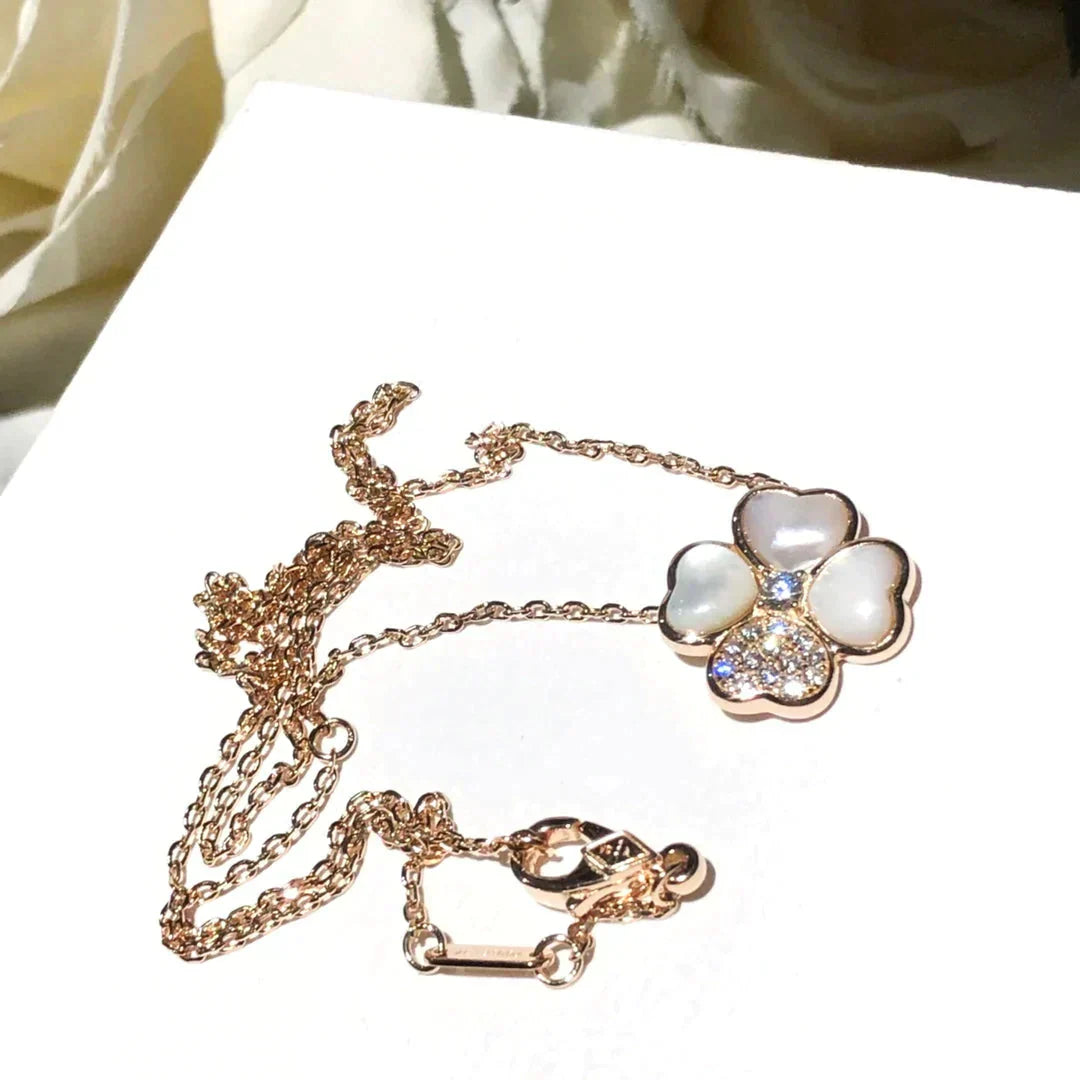 [Elite]CLOVER MOP DIAMOND ROSE GOLD NECKLACE