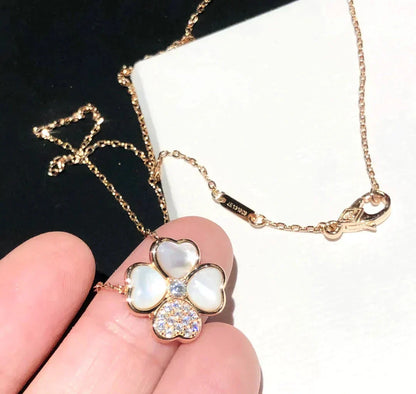 [Elite]CLOVER MOP DIAMOND ROSE GOLD NECKLACE