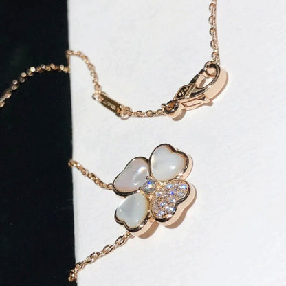 [Elite]CLOVER MOP DIAMOND ROSE GOLD NECKLACE