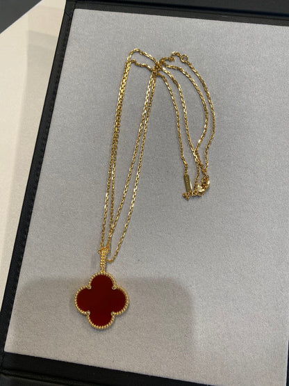 [Elite]CLOVER 25MM NECKLACE GOLD CARNELIAN