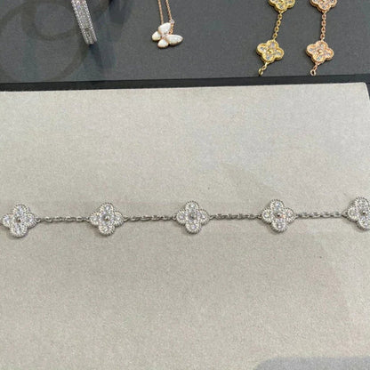 [Elite] CLOVER 5 MOTIF FULL DIAMOND BRACELET COLLECTION