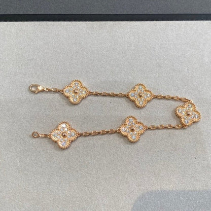 [Elite] CLOVER 5 MOTIF FULL DIAMOND BRACELET COLLECTION
