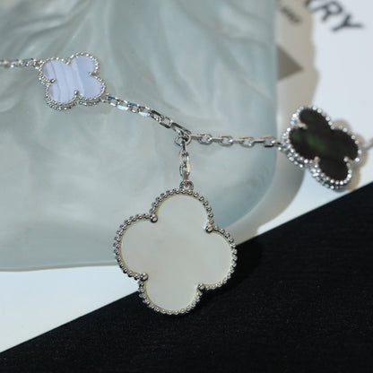 [Elite]CLOVER BRACELET 5 MOTIFS MOP CHALCEDONY SILVER