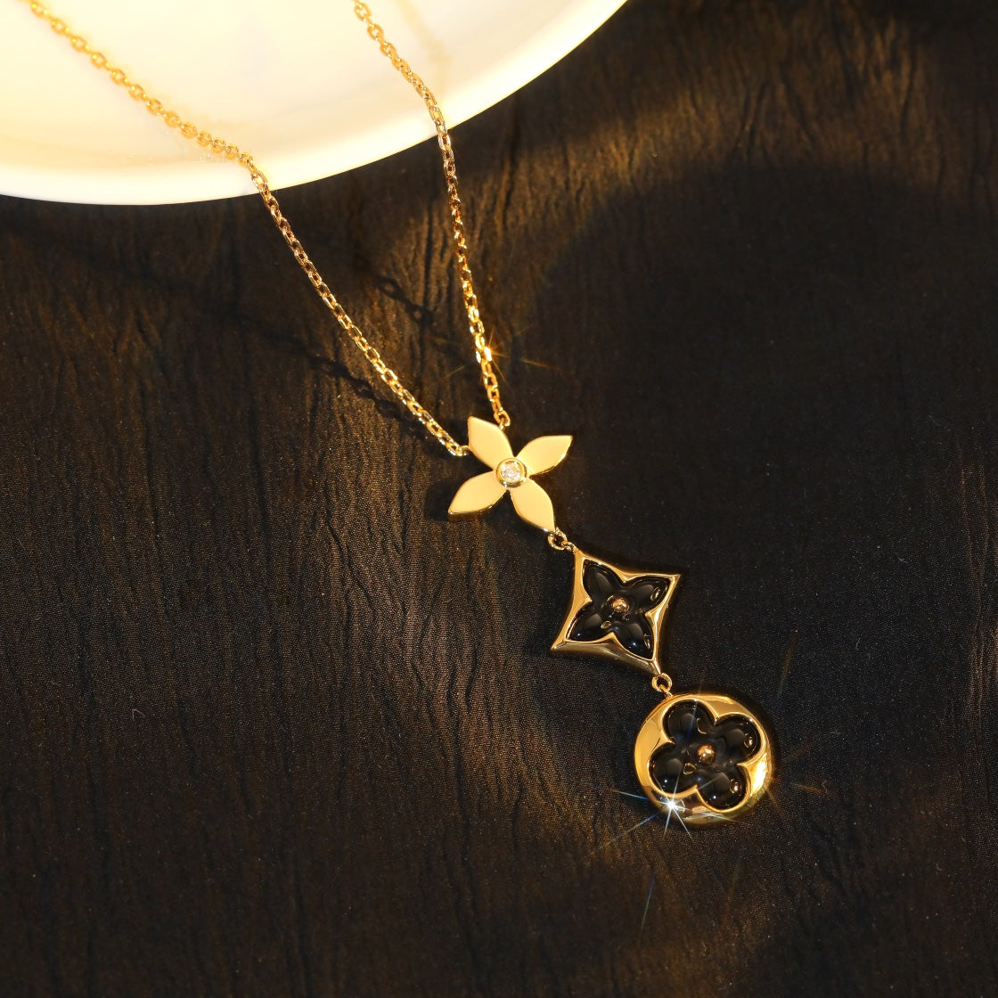 [Elite]STAR AND SUN ONYX PINK GOLD NECKLACE