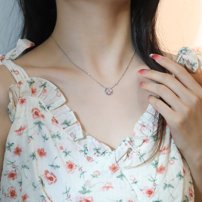 [Elite]SUN PEDANT PINK GOLD 1 DIAMOND NECKLACE