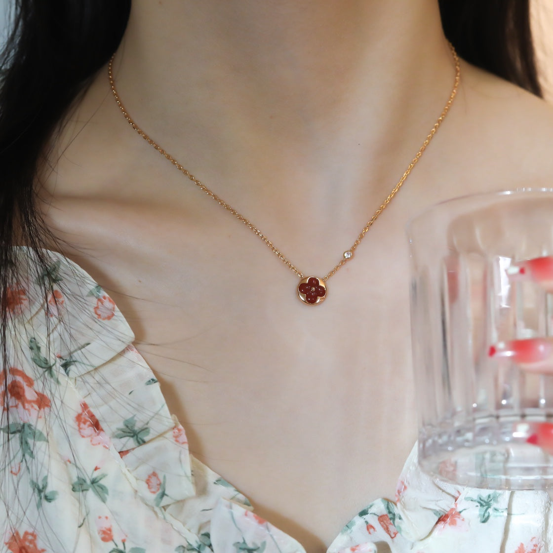 [Elite]SUN PEDANT PINK GOLD 1 DIAMOND NECKLACE