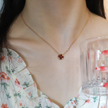 [Elite]SUN PEDANT PINK GOLD 1 DIAMOND NECKLACE