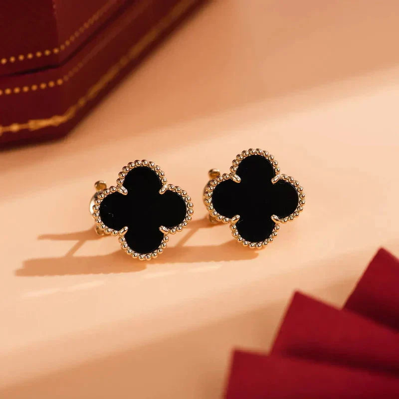 [Elite]CLOVER MEDIUM 1 MOTIFS  ONYX STUD EARRINGS