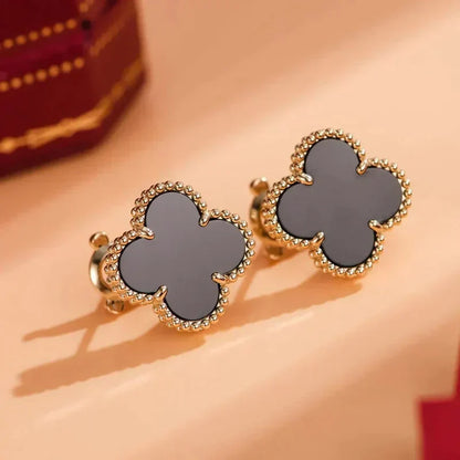[Elite]CLOVER MEDIUM 1 MOTIFS  ONYX STUD EARRINGS