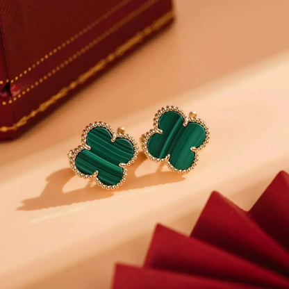 [Elite]CLOVER MEDIUM 1 MOTIFS MALACHITE  EARRINGS
