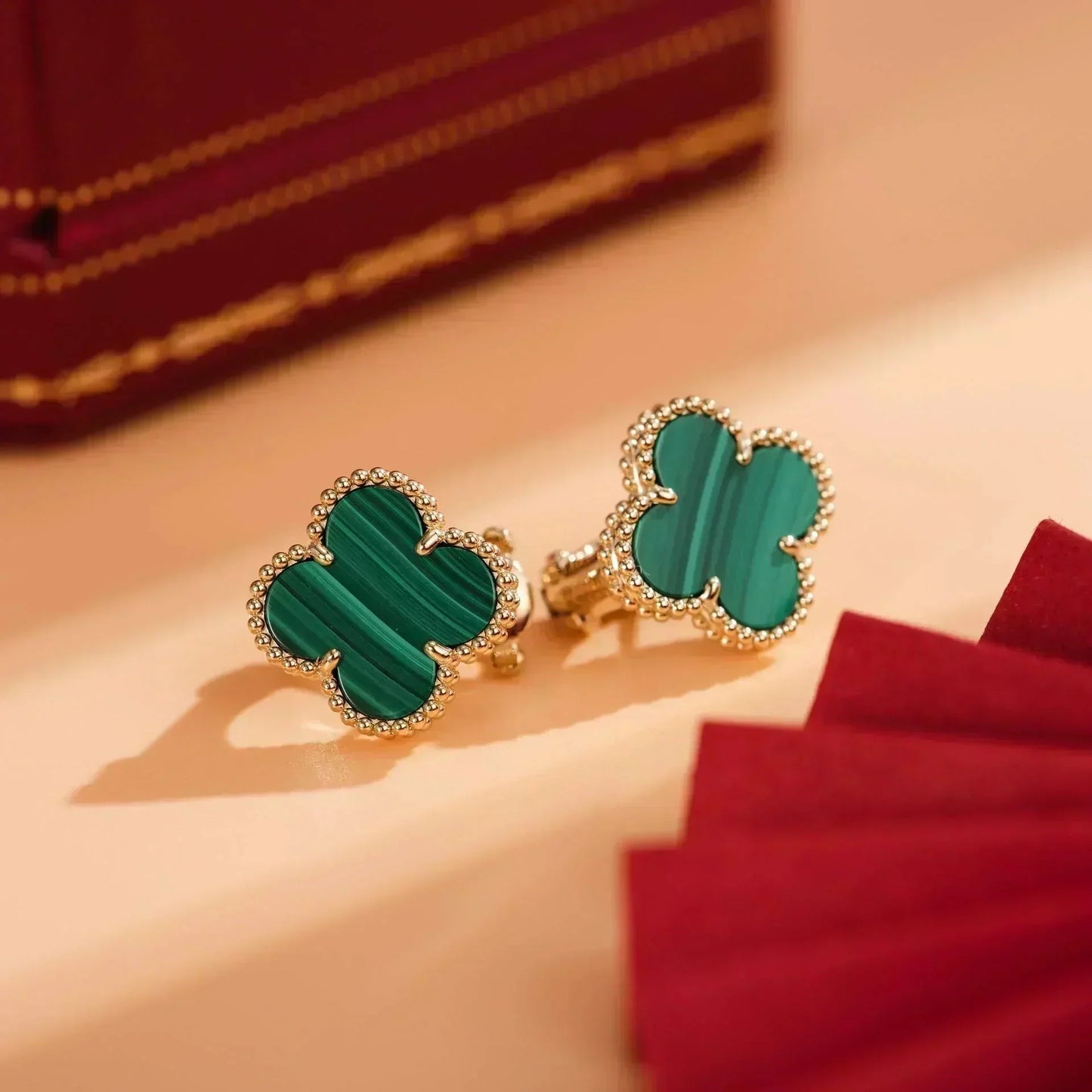 [Elite]CLOVER MEDIUM 1 MOTIFS MALACHITE  EARRINGS