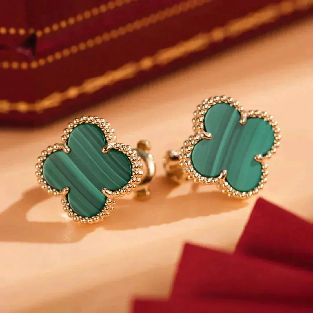 [Elite]CLOVER MEDIUM 1 MOTIFS MALACHITE  EARRINGS