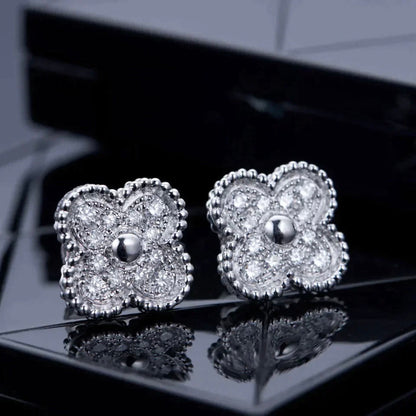 [Elite]CLOVER 1 MOTIFS DIAMOND STUD EARRINGS SILVER