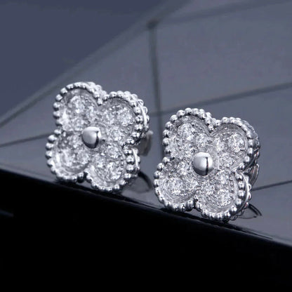 [Elite]CLOVER 1 MOTIFS DIAMOND STUD EARRINGS SILVER