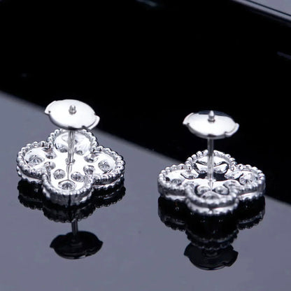 [Elite]CLOVER 1 MOTIFS DIAMOND STUD EARRINGS SILVER