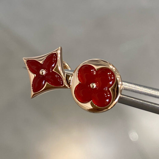 [Elite]STAR AND SUN PINK GOLD CARNELIAN STUD EARRINGS