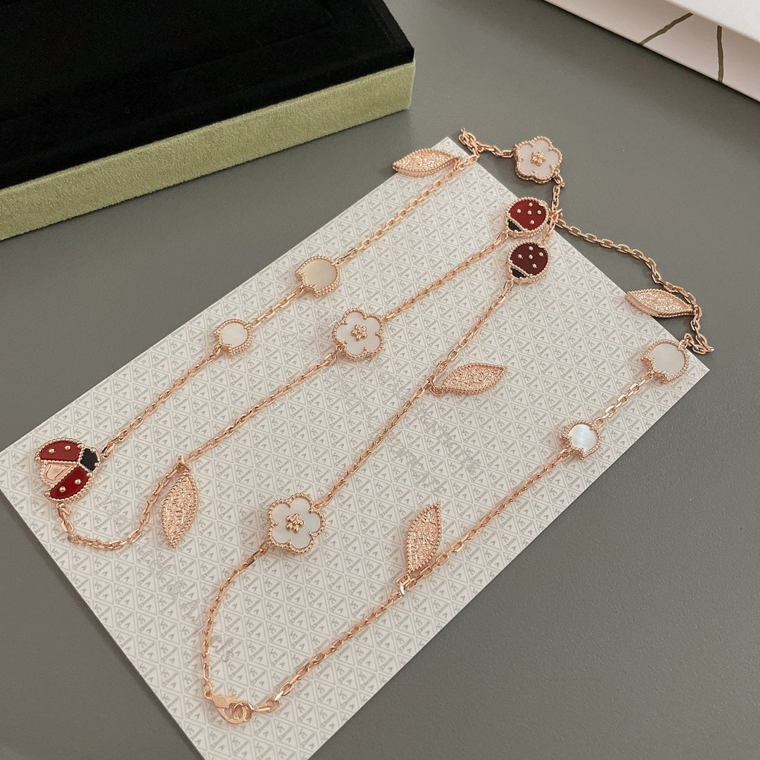 [Elite]LUCKY SPRING 15 MOTIFS ROSE GOLD NECKLACE