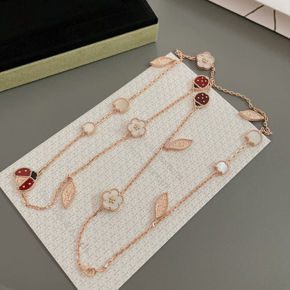 [Elite]LUCKY SPRING 15 MOTIFS ROSE GOLD NECKLACE