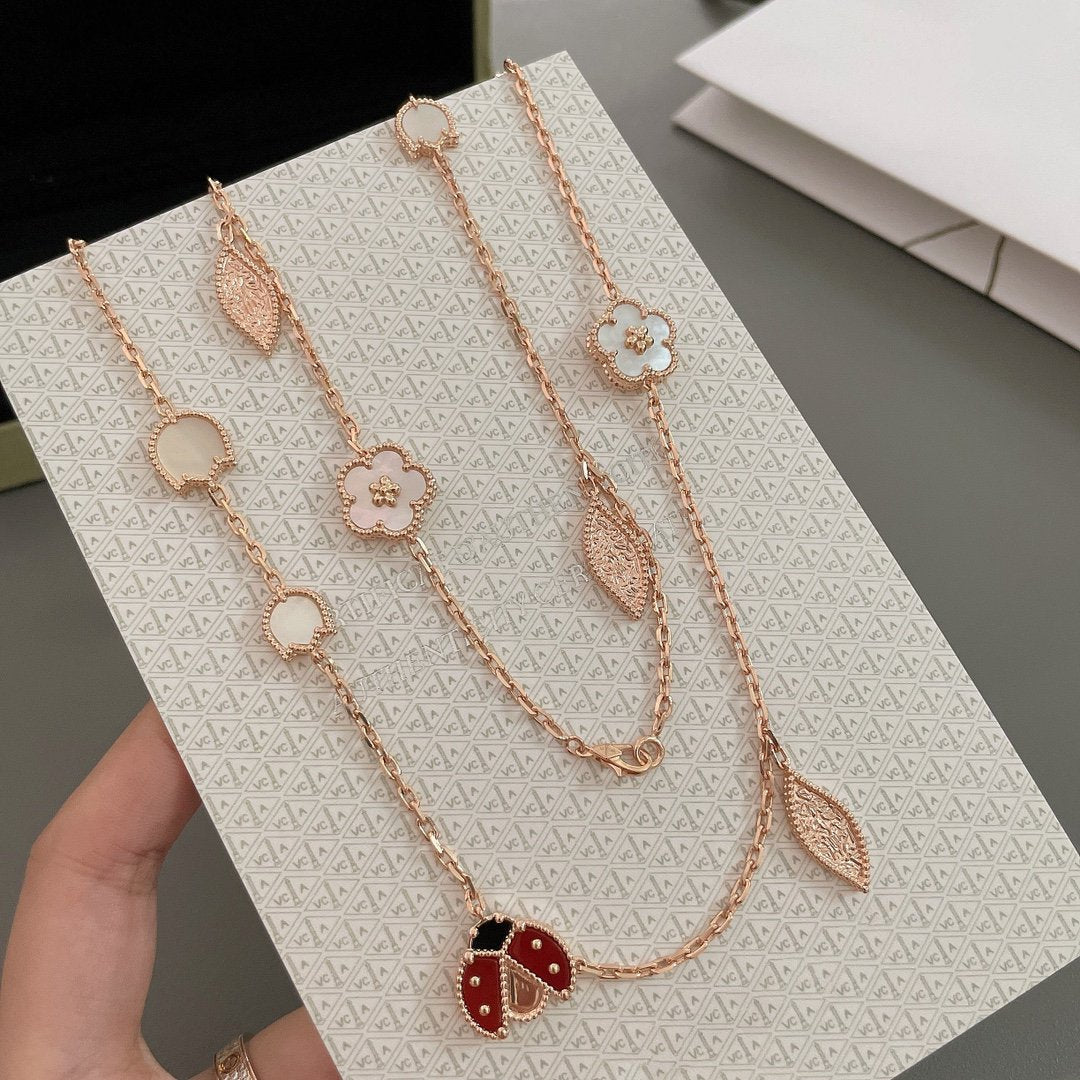 [Elite]LUCKY SPRING 15 MOTIFS ROSE GOLD NECKLACE