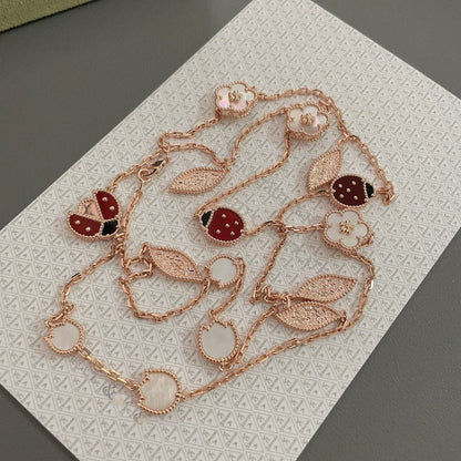 [Elite]LUCKY SPRING 15 MOTIFS ROSE GOLD NECKLACE