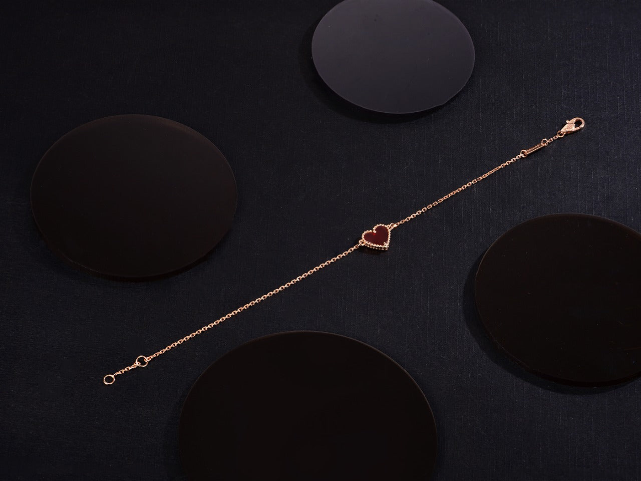 [Elite]HEART CARNELIAN PINK GOLD BRACELET