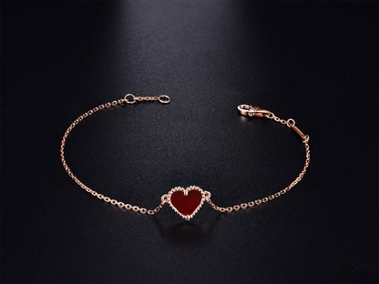 [Elite]HEART CARNELIAN PINK GOLD BRACELET