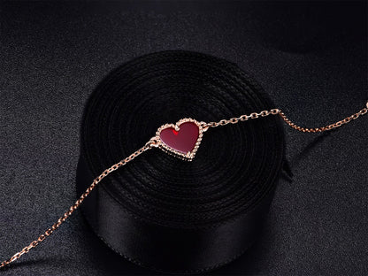 [Elite]HEART CARNELIAN PINK GOLD BRACELET