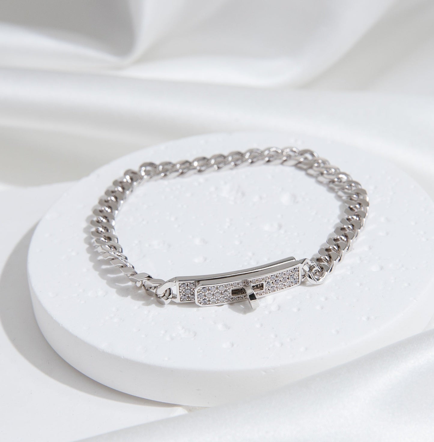 [Elite]KELLY CHAIN SILVER DIAMOND BRACELET