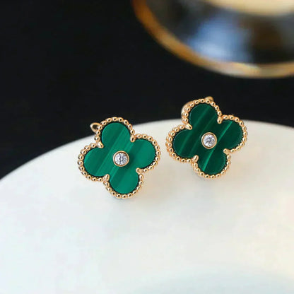 [Elite]CLOVER MEDIUM 1 MOTIFS MALACHITE DIAMOND EARRINGS