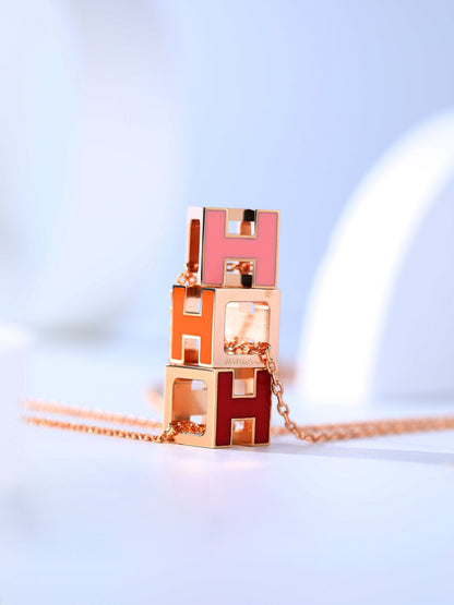 [Elite]H CAGE PINK GOLD NECKLACE