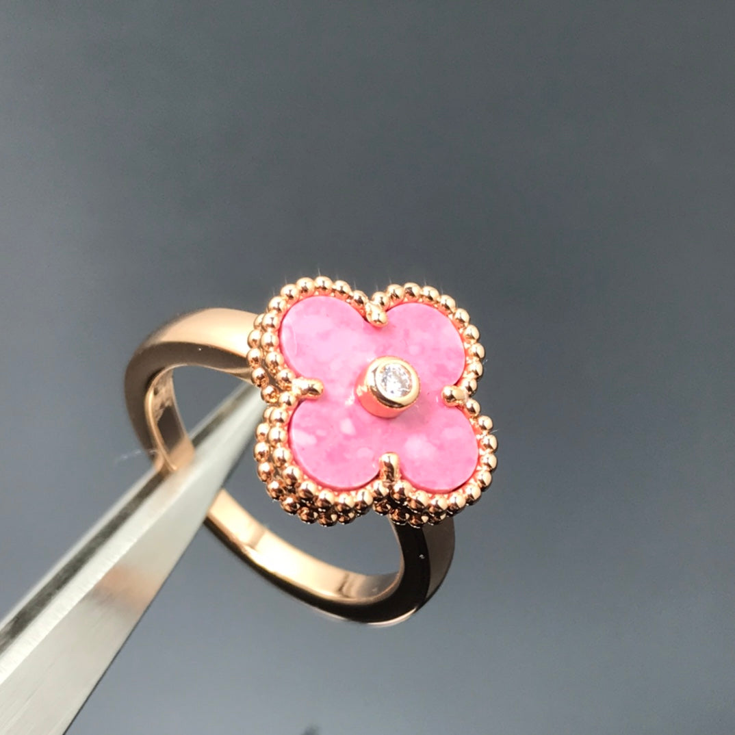 [Elite]CLOVER RHODONITE ROSE GOLD RING