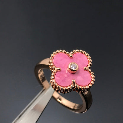 [Elite]CLOVER RHODONITE ROSE GOLD RING