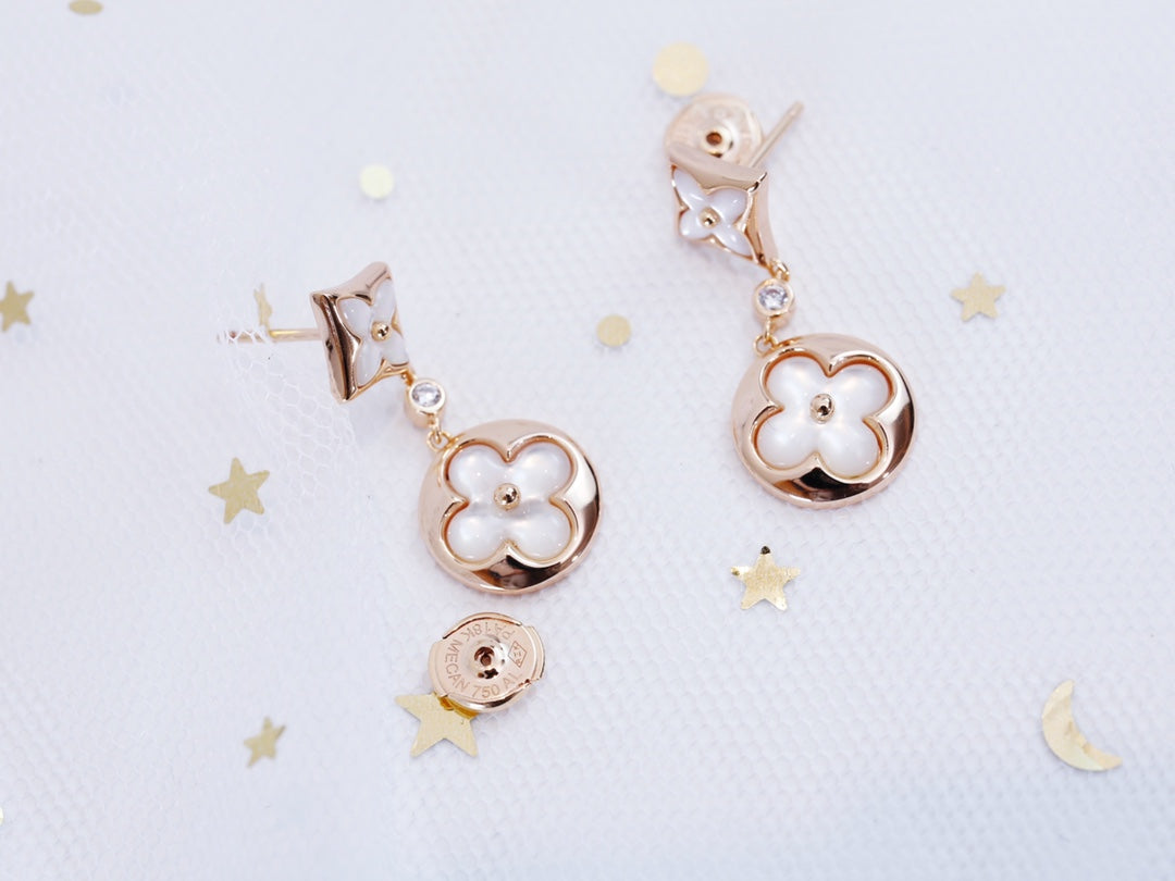 [Elite]STAR AND SUN PINK GOLD MOP DROP EARRINGS