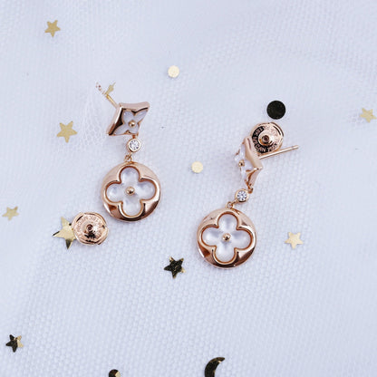 [Elite]STAR AND SUN PINK GOLD MOP DROP EARRINGS