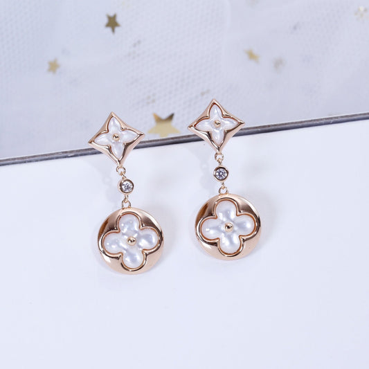 [Elite]STAR AND SUN PINK GOLD MOP DROP EARRINGS