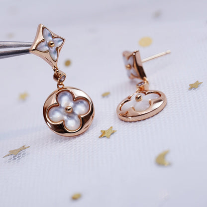 [Elite]STAR AND SUN PINK GOLD MOP DROP EARRINGS