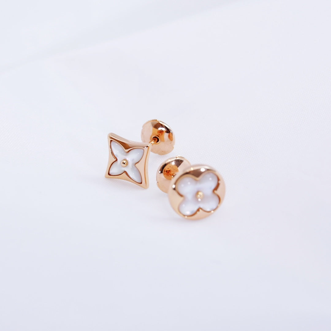 [Elite]STAR AND SUN PINK GOLD MOP STUD EARRINGS