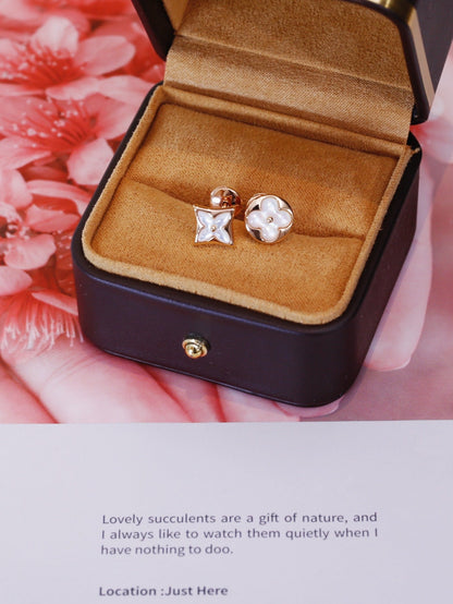 [Elite]STAR AND SUN PINK GOLD MOP STUD EARRINGS