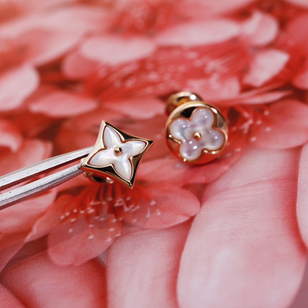 [Elite]STAR AND SUN PINK GOLD MOP STUD EARRINGS