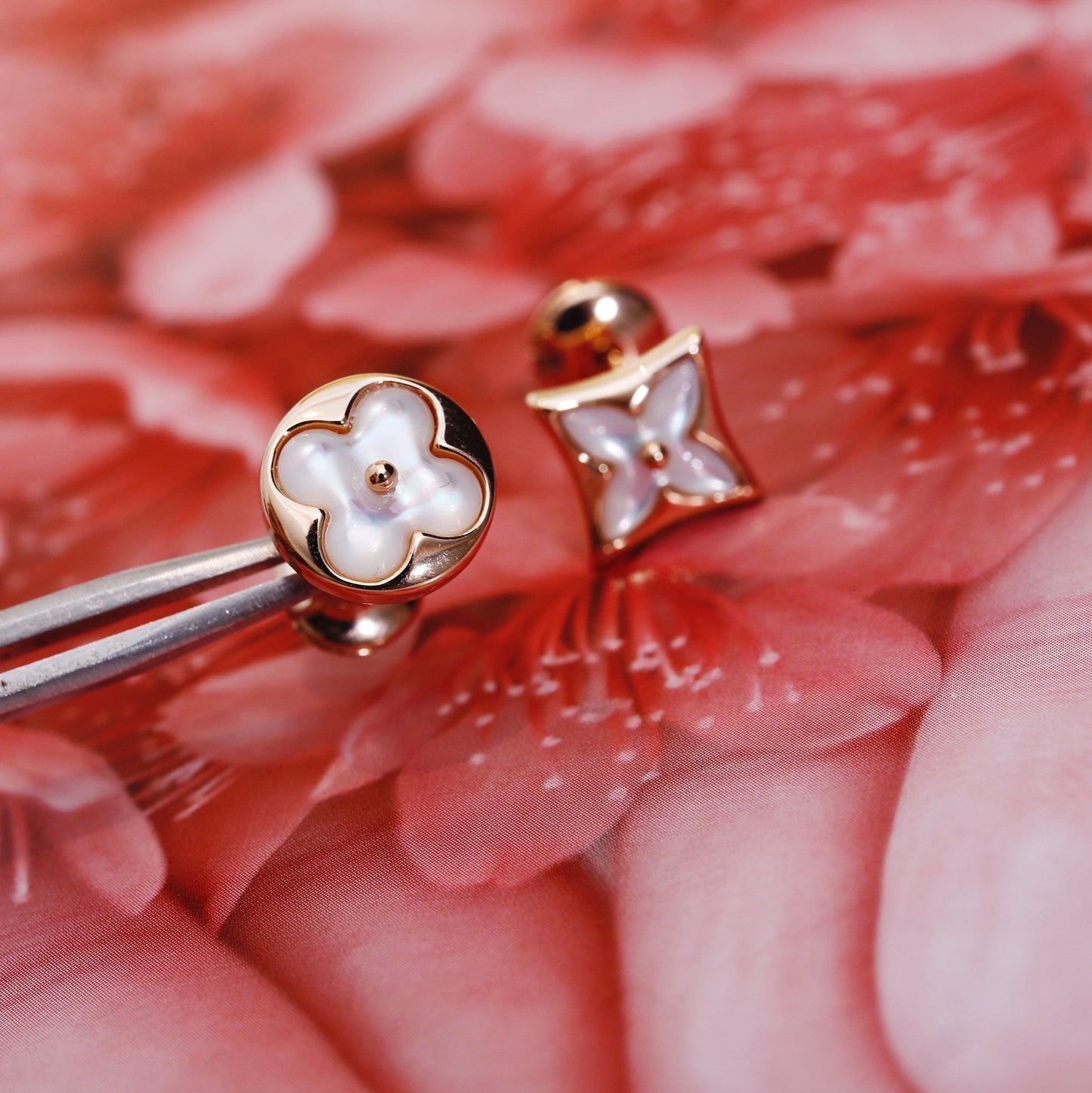 [Elite]STAR AND SUN PINK GOLD MOP STUD EARRINGS