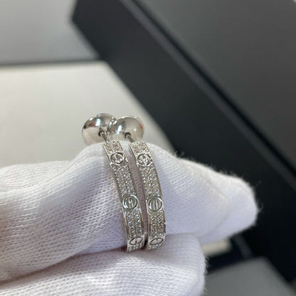 [Elite]LOVE DIAMOND SILVER HOOP EARRINGS