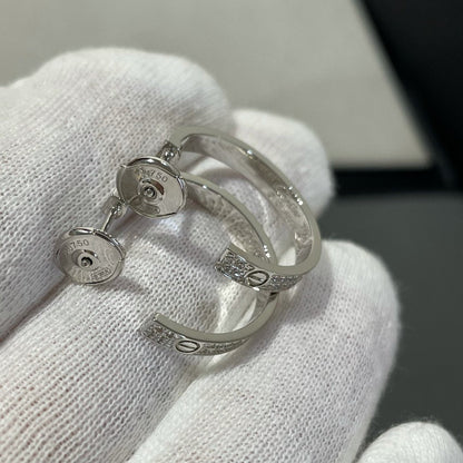 [Elite]LOVE DIAMOND SILVER HOOP EARRINGS