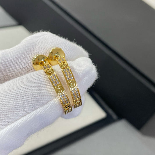 [Elite]LOVE DIAMOND GOLD HOOP EARRINGS