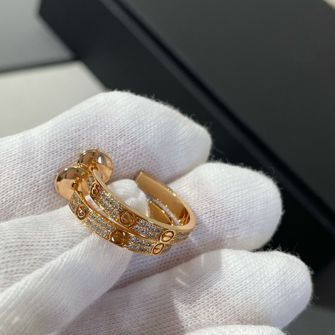 [Elite]LOVE DIAMOND PINK GOLD HOOP EARRINGS