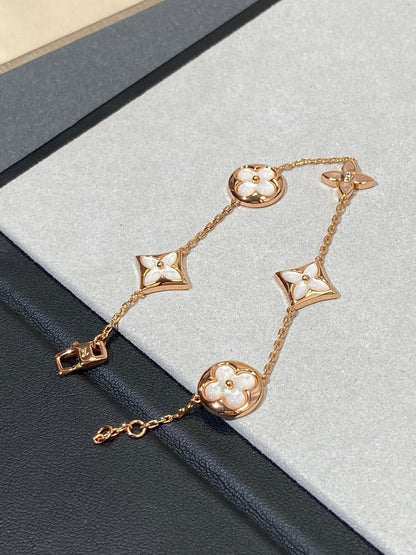 [Elite]STAR AND SUN 5 MOTIF MOP PINK GOLD BRACELET