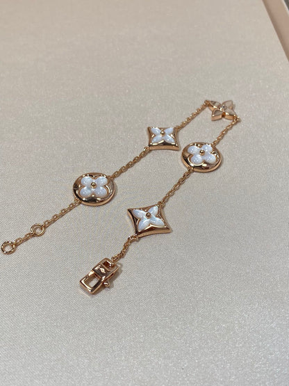 [Elite]STAR AND SUN 5 MOTIF MOP PINK GOLD BRACELET