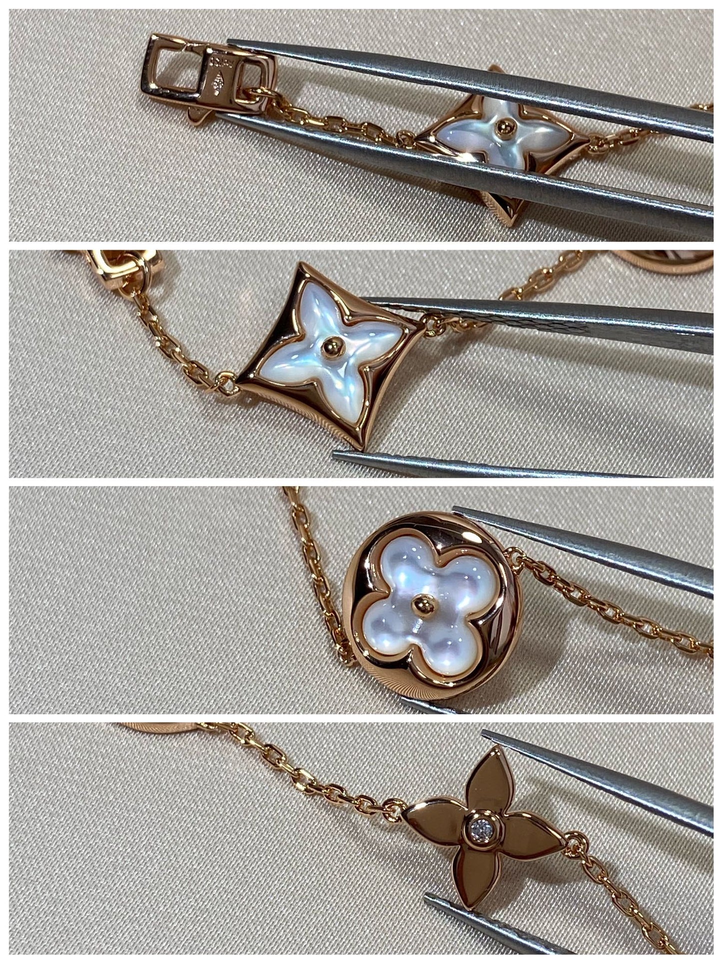 [Elite]STAR AND SUN 5 MOTIF MOP PINK GOLD BRACELET
