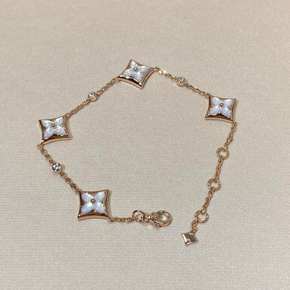 [Elite]STAR 4 MOTIF MOP DIAMOND PINK GOLD BRACELET